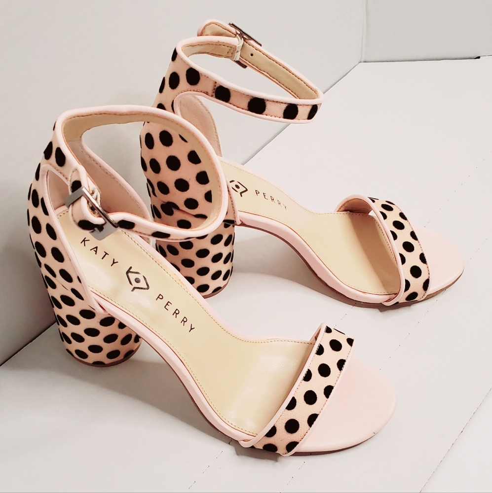 KATY PERRY Clara Nude Polka Dot Ankle Strap Heels Size 10 NEVER WORN